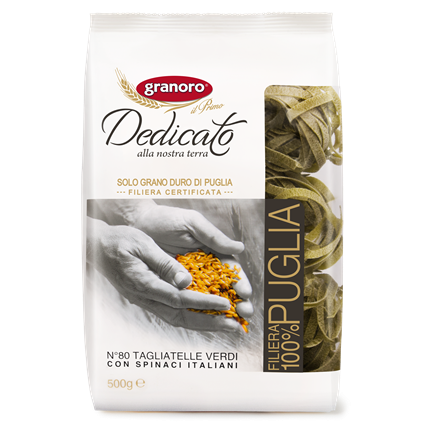Granoro Spinach Tagliatelle Pasta Nest, #80, 1.1 lb | 500g