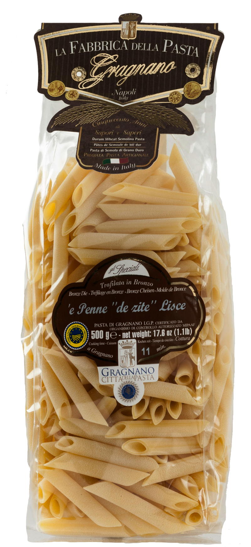 La Fabbrica Della Pasta e Penne de zite Lisce, #525, 17.6 oz | 500g