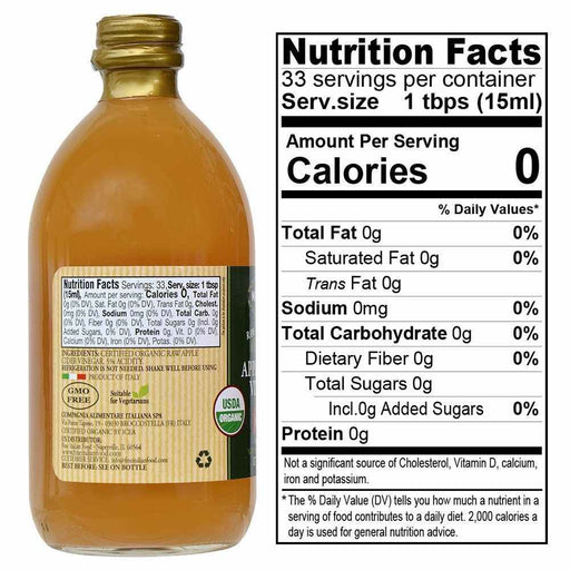 Mantova Organic Unfiltered Apple Cider Vinegar, 17 fl oz | 500 ml