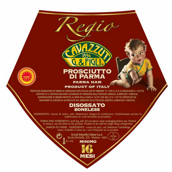 Cavazzuti Prosciutto di Parma Aged 16 Months, Approx 16 lb