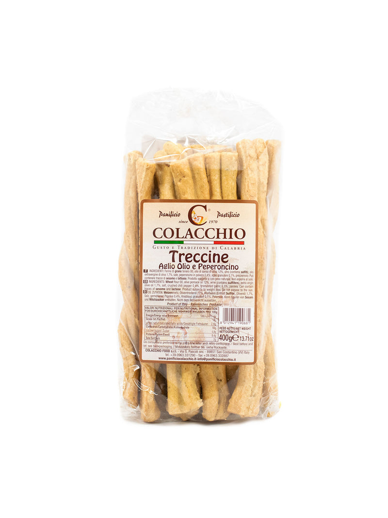 Colacchio Treccine Aglio Olio e Peperoncino, 14.11 oz | 400g