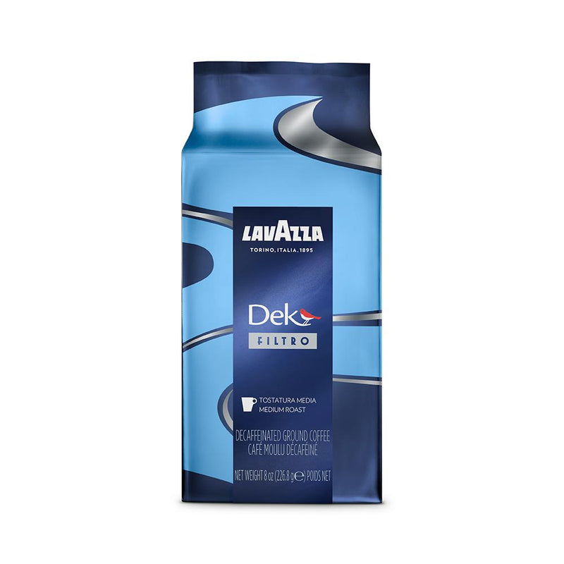 Lavazza Dek Filtro Ground Coffee Medium Roast, Decaffeinated, 8oz Brick
