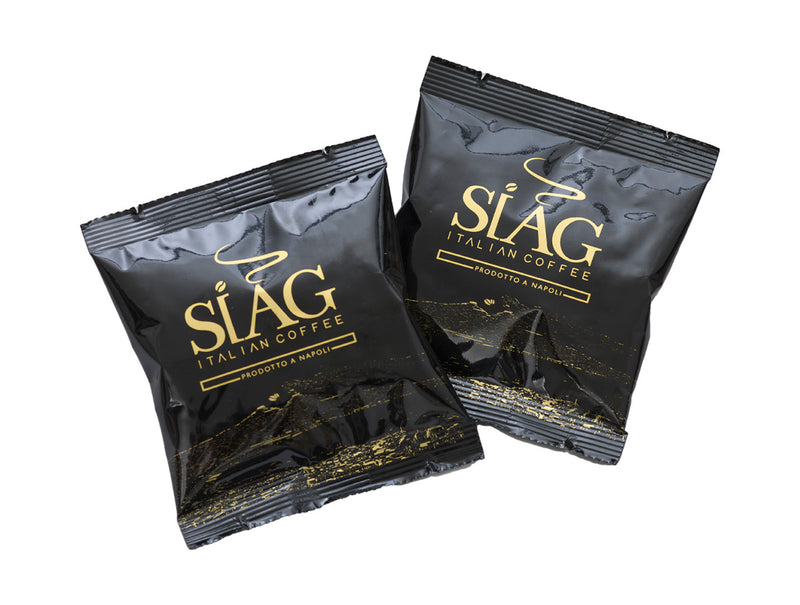 Siag Italian Coffee 150 Ese Pods Espresso in Filter Paper - 80% Robusta 20% Arabica - Blended and Roasted in Italy -Miscela ORO NERO-
