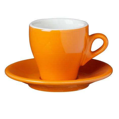 Nuova Point - Cappucino Cups and Saucers, Orange, set of 6