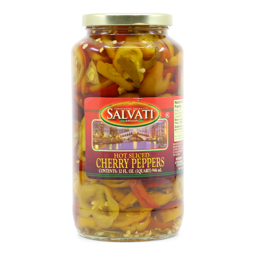 Salvati Hot Sliced Cherry Pepper, 32 fl oz