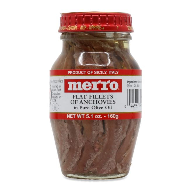 Merro Flats Fillets Anchovies in Oil, 5.16 oz Jar