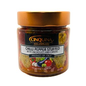 Cinquina Chilli Peppers Stuffed with Anchovies & Capers, 7.7 oz | 190g