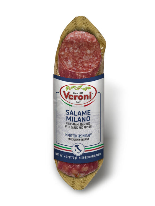 Veroni Salame Milano, Mild Salami w/ Garlic & Pepper, Made In Italy, 6 oz | 170 g