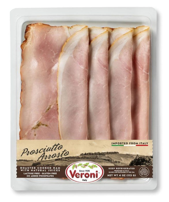 Veroni Pre-Sliced Prosciutto Arrosto – Roasted Cooked Ham, 4 oz | 113 g