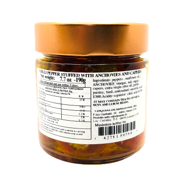 Cinquina Chilli Peppers Stuffed with Anchovies & Capers, 7.7 oz | 190g