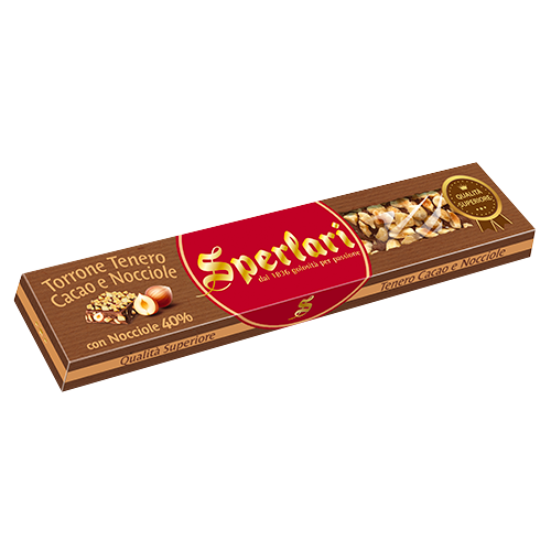 Sperlari Soft Nougat with Dark Chocolate & Chopped Hazelnuts, 3.5 oz