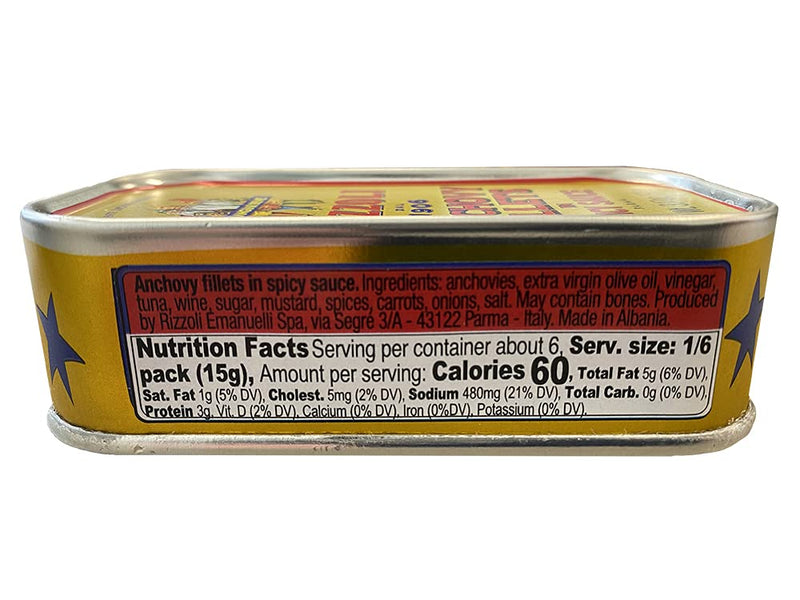 Rizzoli Anchovy Fillets in Spicy Sauce, 3.17 oz | 90g