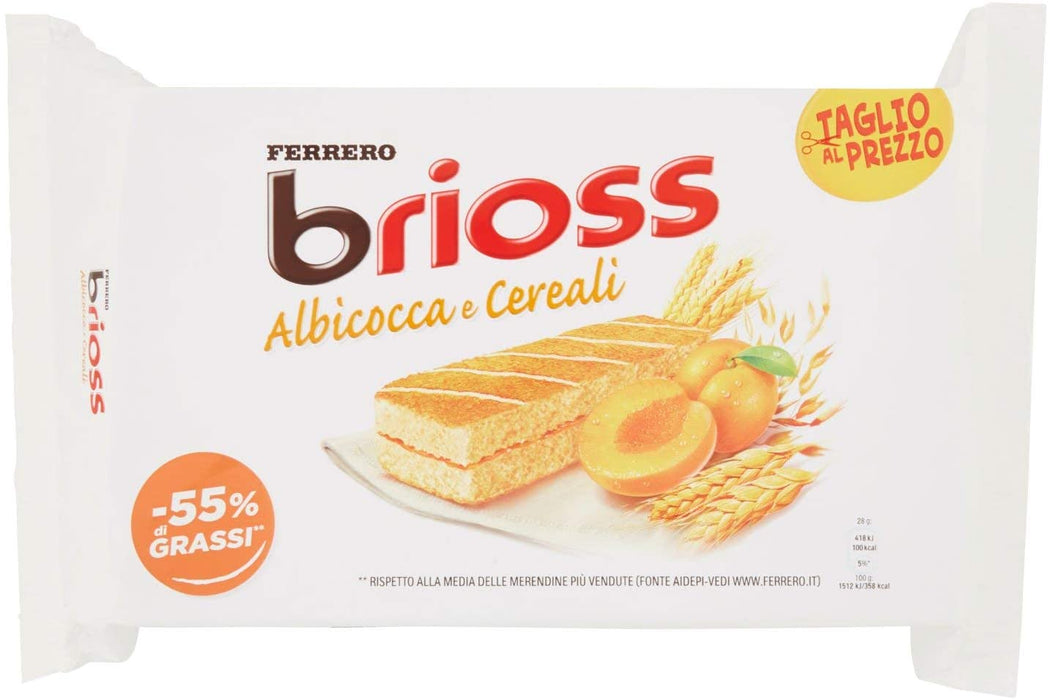 Ferrero Kinder Brioss Frutta Albicocca, Apricot, Pack of 10 x 0.98 Oz Pieces