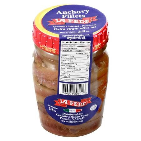 La Fede Anchovy Fillets in Oil, 2.8 oz Jar