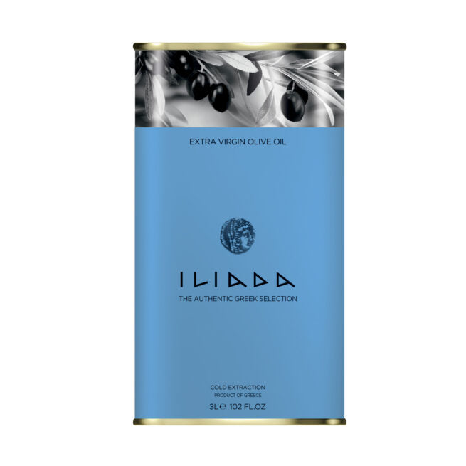 Iliada Premium Greek Extra Virgin Olive Oil Tin, 101 FL oz | 3 Liter