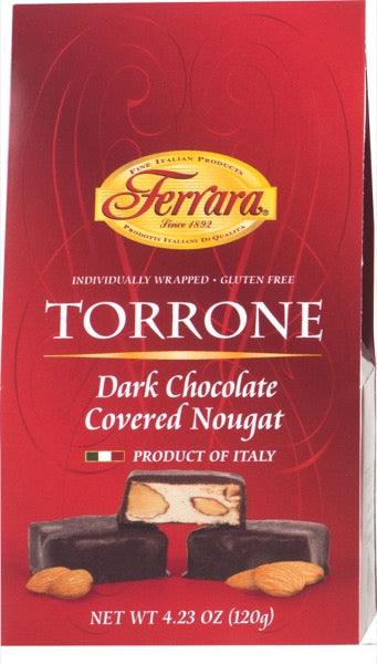 Ferrara Dark Chocolate Torrone Miniatures, Soft Nougat, 4.23 oz | 120g