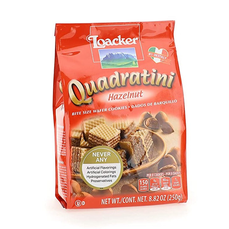 Loacker Quadratini Bite Size Wafers, Hazelnut, 8.82 oz | 250g