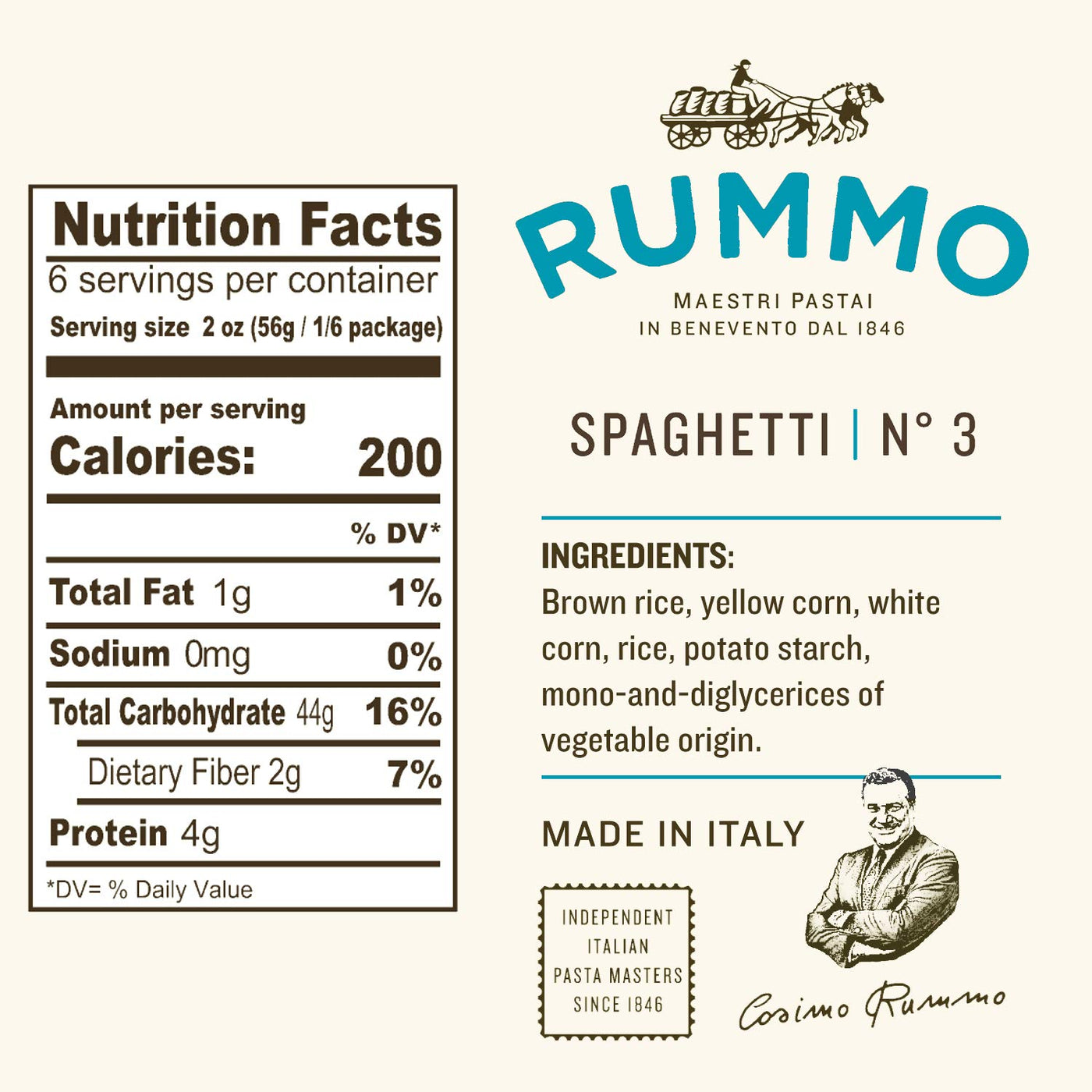 Rummo Gluten Free Spaghetti, 3, 12 oz 340g — Piccolo's Gastronomia