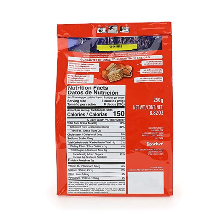 Loacker Quadratini Bite Size Wafers, Hazelnut, 8.82 oz | 250g