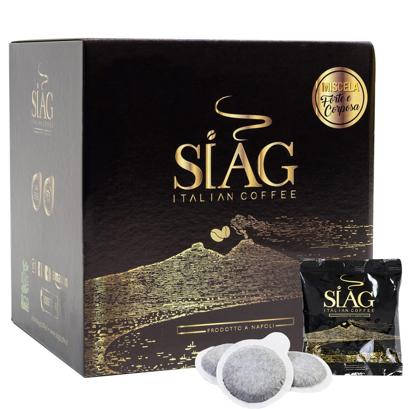 Siag Italian Coffee 150 Ese Pods Espresso in Filter Paper - 80% Robusta 20% Arabica - Blended and Roasted in Italy -Miscela ORO NERO-