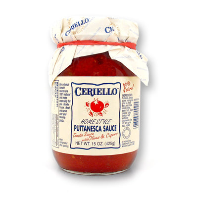 Ceriello Puttanesca Sauce, Tomato With Olives & Capers, 15 oz | 425g
