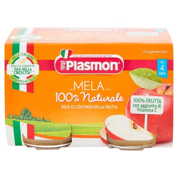 Plasmon Apple Sauce, Omogeneizzato Mela, 2 x 104 g