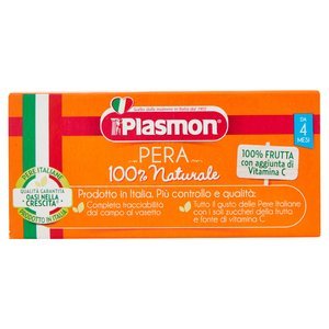 Plasmon Pear Sauce, Omogeneizzato Pera, 2 x 104 g