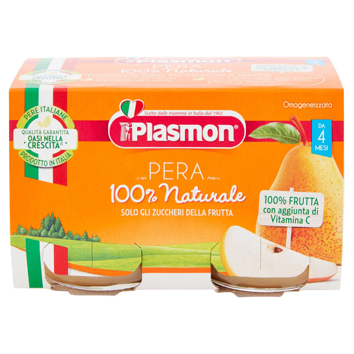 (Best By 28/02/2023) Plasmon Pear Sauce, Omogeneizzato Pera, 2 x 104 g
