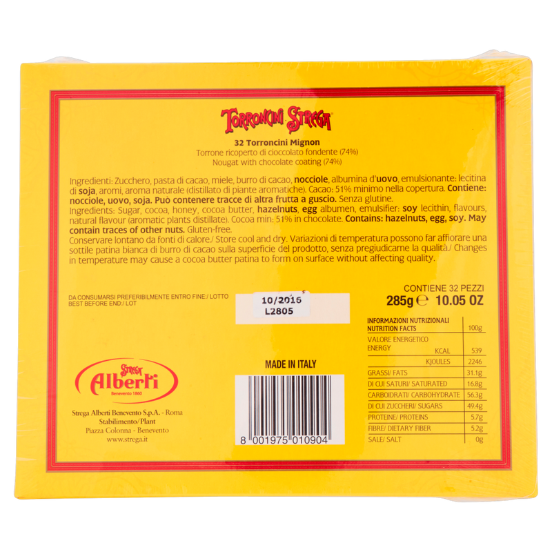 Strega Mini Hard Nougat, Torroncini Strega, 32 Piece Box, 10.05 oz | 285g