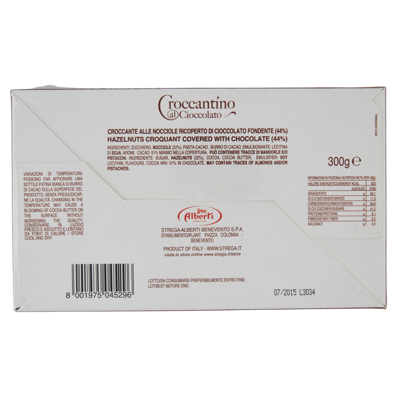 Strega Alberti Croccantino al Cioccolato, Chocolate Nougat, 10.58 oz | 300g