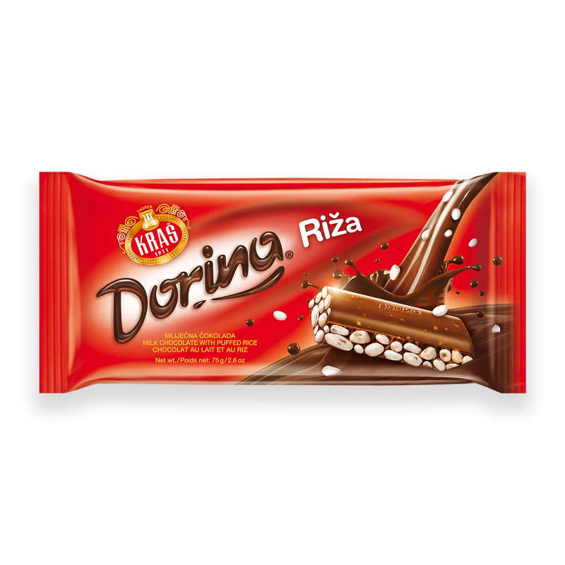 Kras Dorina Milk Chocolate with Puffed Rice Bar, 75g