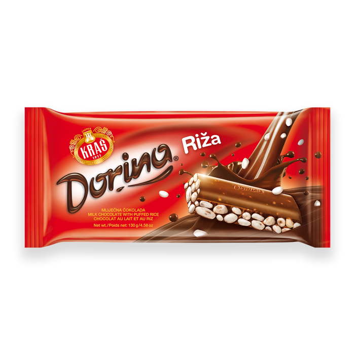 Kras Dorina Milk Chocolate with Puffed Rice Bar, 4.58 oz | 130g