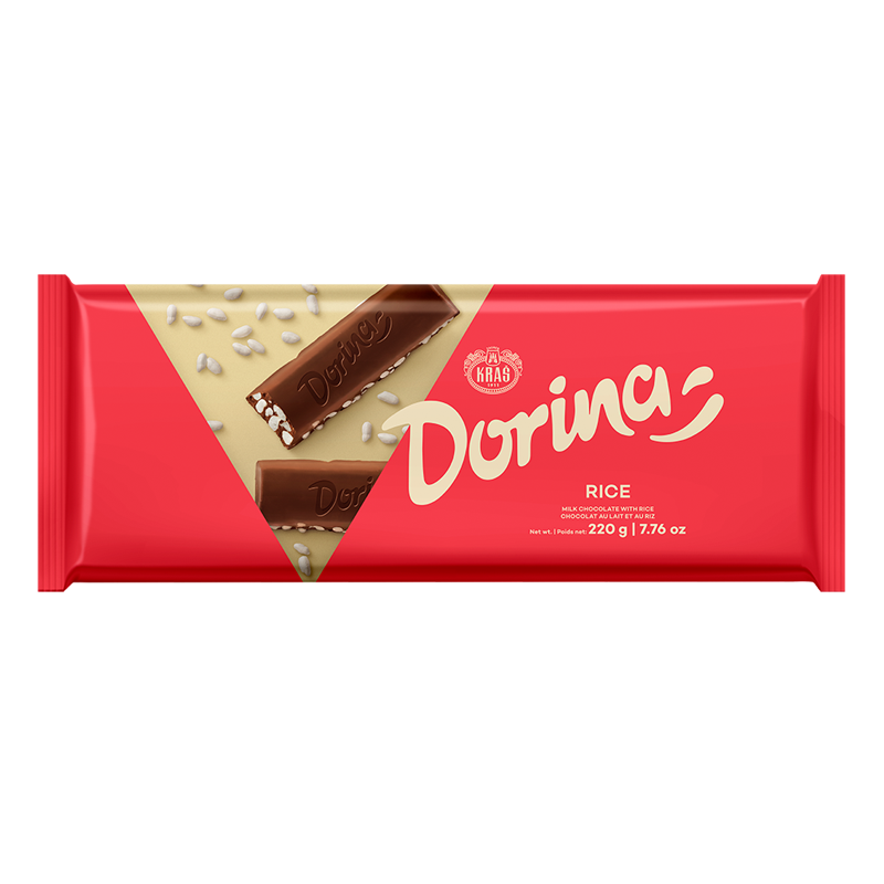 Kras Dorina Milk Chocolate with Puffed Rice Bar, 7.76 oz | 220g