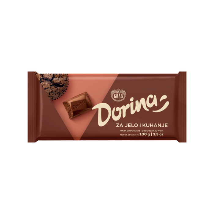 Kras Dorina Baking Dark Chocolate Bar, 3.5oz | 100g
