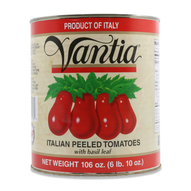 Vantia Italian Peeled Tomatoes w Basil Leaf, 106 oz | 6 lb 10 oz