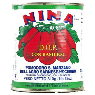 Nina D.O.P San Marzano Italian Tomatoes with Basil, 28 oz