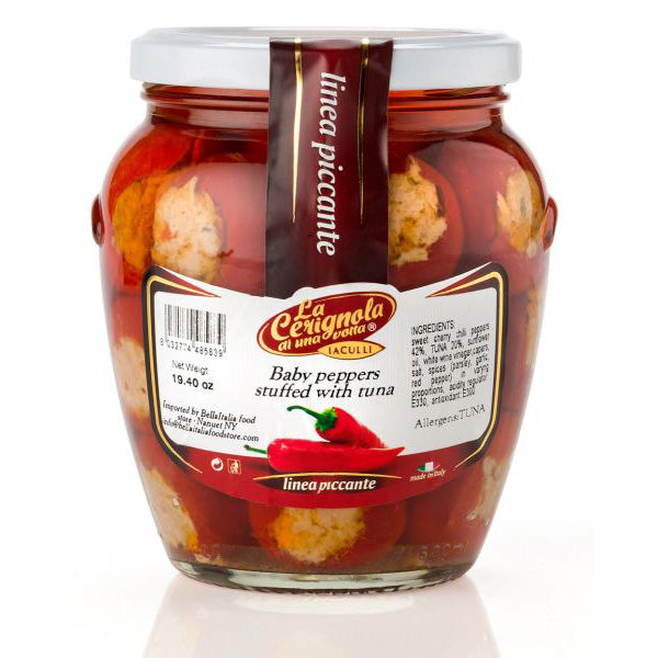 La Cerignola di una volta - Round Baby Peppers Stuffed with Tuna, 19.40 oz | 580ml