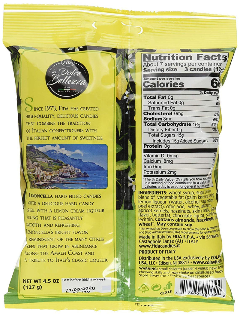 Fida Lemoncella Hard Filled Italian Candy, 4.5 Ounce | 127g