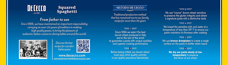 De Cecco Squarded Spaghetti #413, 1 lb | 453g