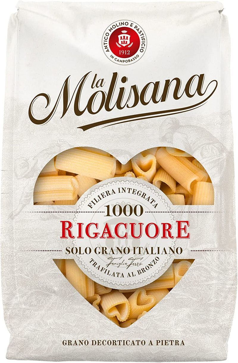 La Molisana Rigacuore Pasta, Heart Shape Rigatoni, 17.6 oz | 500gr