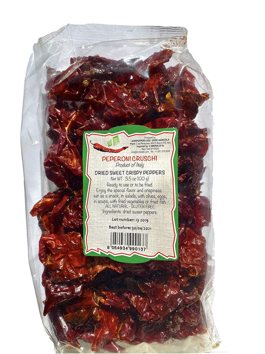 Peperoni Cruschi Italian Dried Sweet Crispy Peppers, 3.5 oz | 100g