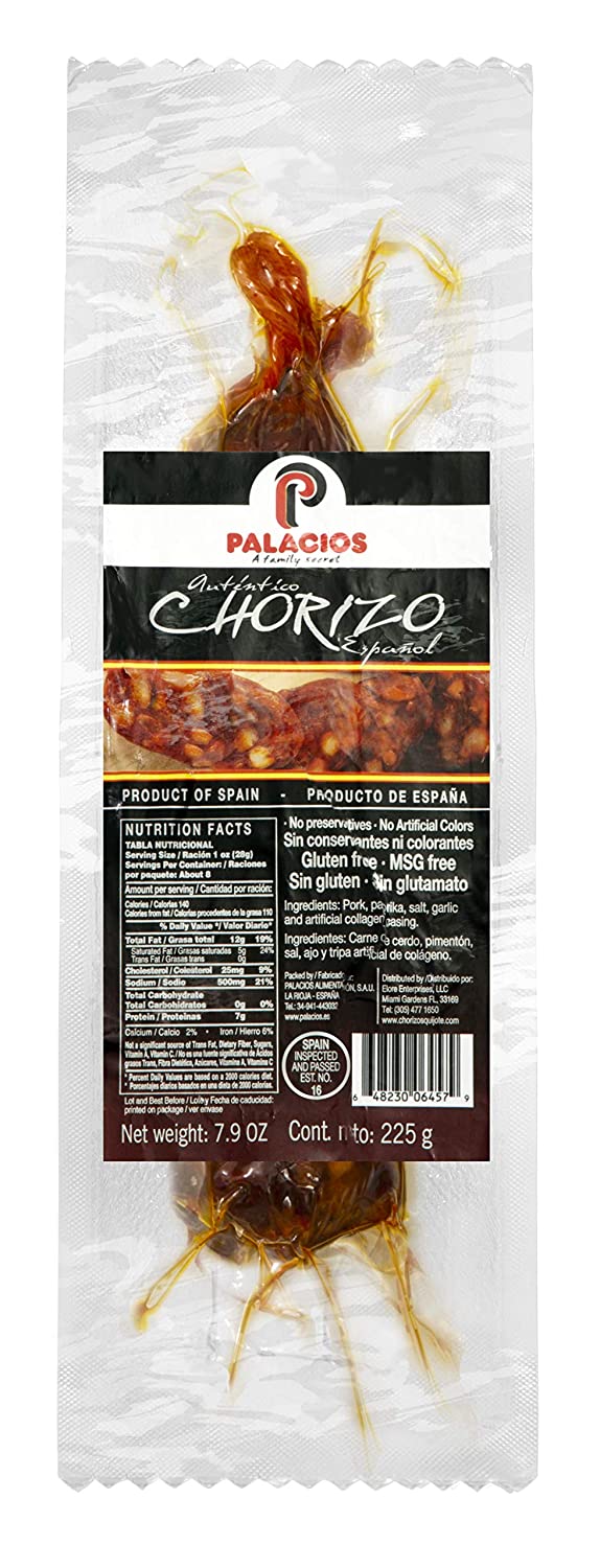 Palacios Chorizo Imported from Spain, 7.9 oz 225g