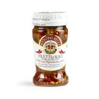 Agostino Recca Fillet of Anchovies with Hot Pepper, 3.18 OZ Jar