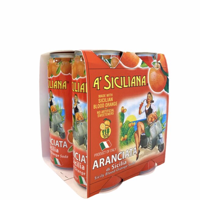 A' Siciliana Sicilian Aranciata, Sicilian Blood Orange Soda, 4 x 330ML
