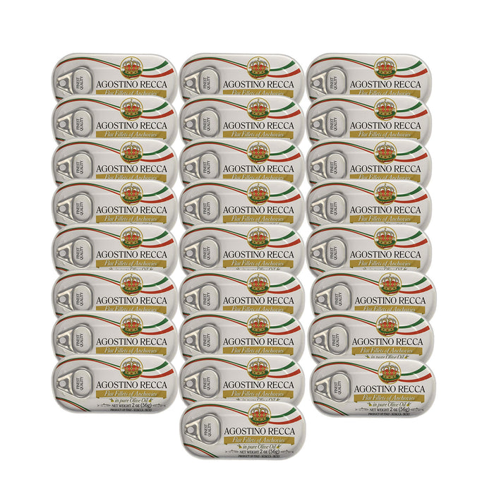 Agostino Recca Flat Fillets of Anchovies in pure Olive Oil, 56g