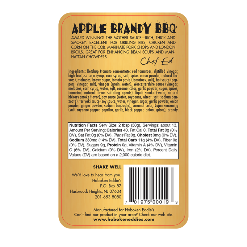 Hoboken Eddie's Apple Brandy BBQ, 14 oz