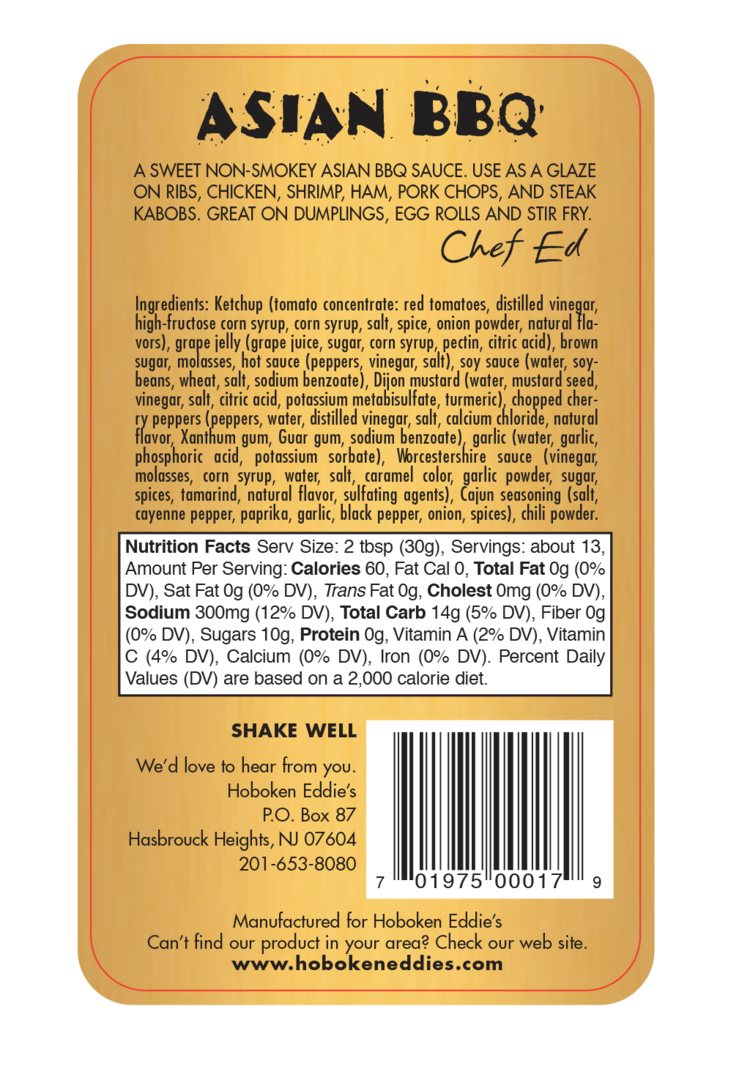 Hoboken Eddie's Asian BBQ, 14 oz