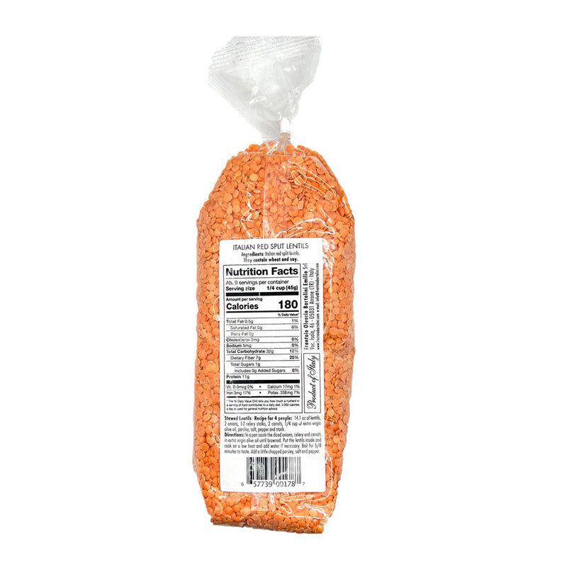 Bartolini Italian Red Split Lentils, Ready in 5 Minutes, 14.1 oz | 400g
