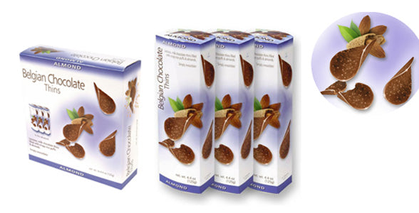 Belgian Chocolate Thins, Almond 125g