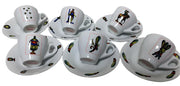 Italian Playing Cards Espresso Cups and Saucers set of 6